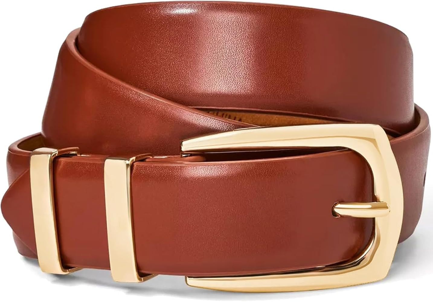 WHIPPY Women's Leather Belts for Jeans Pants Fashion Ladies Belt Gold Buckle Belts for Women | Amazon (US)