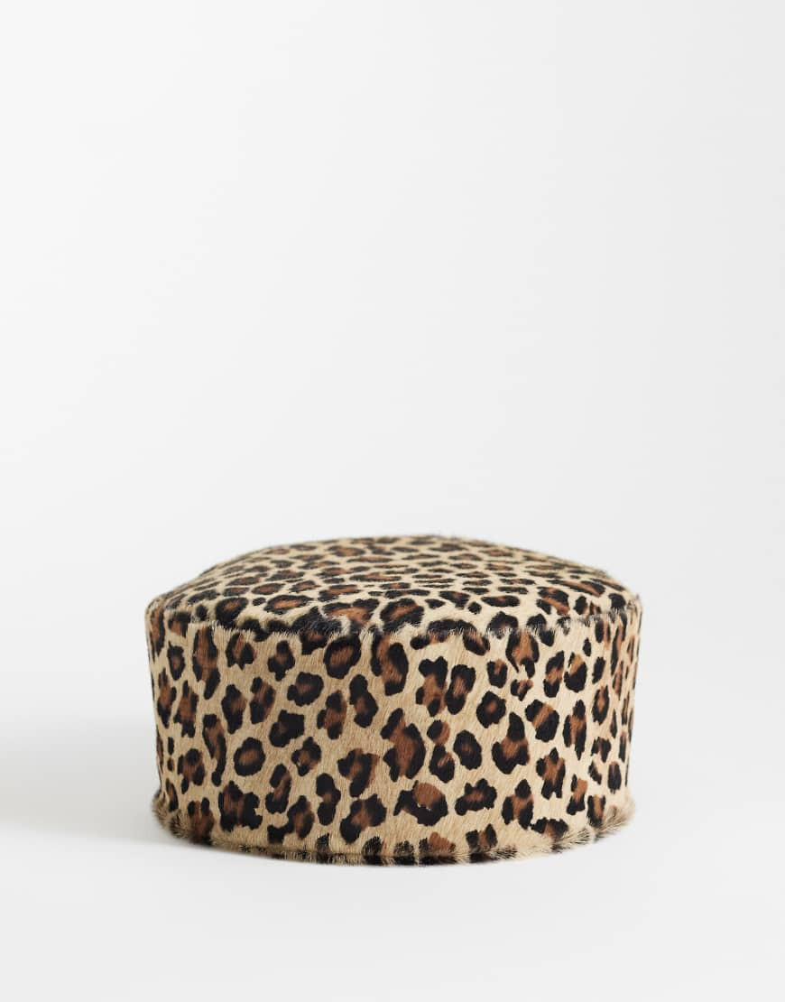 ASOS DESIGN hair on leather pillbox hat in leopard print-Multi | ASOS (Global)