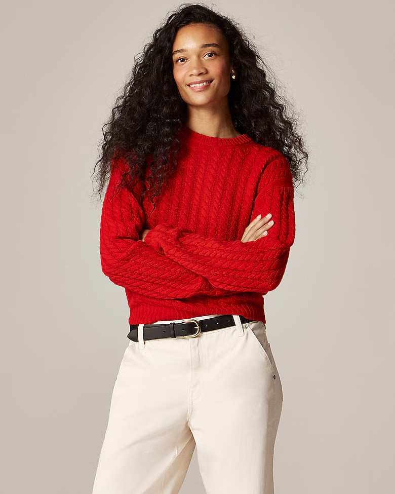 Perfect cashmere cable-knit crewneck sweater | J. Crew US