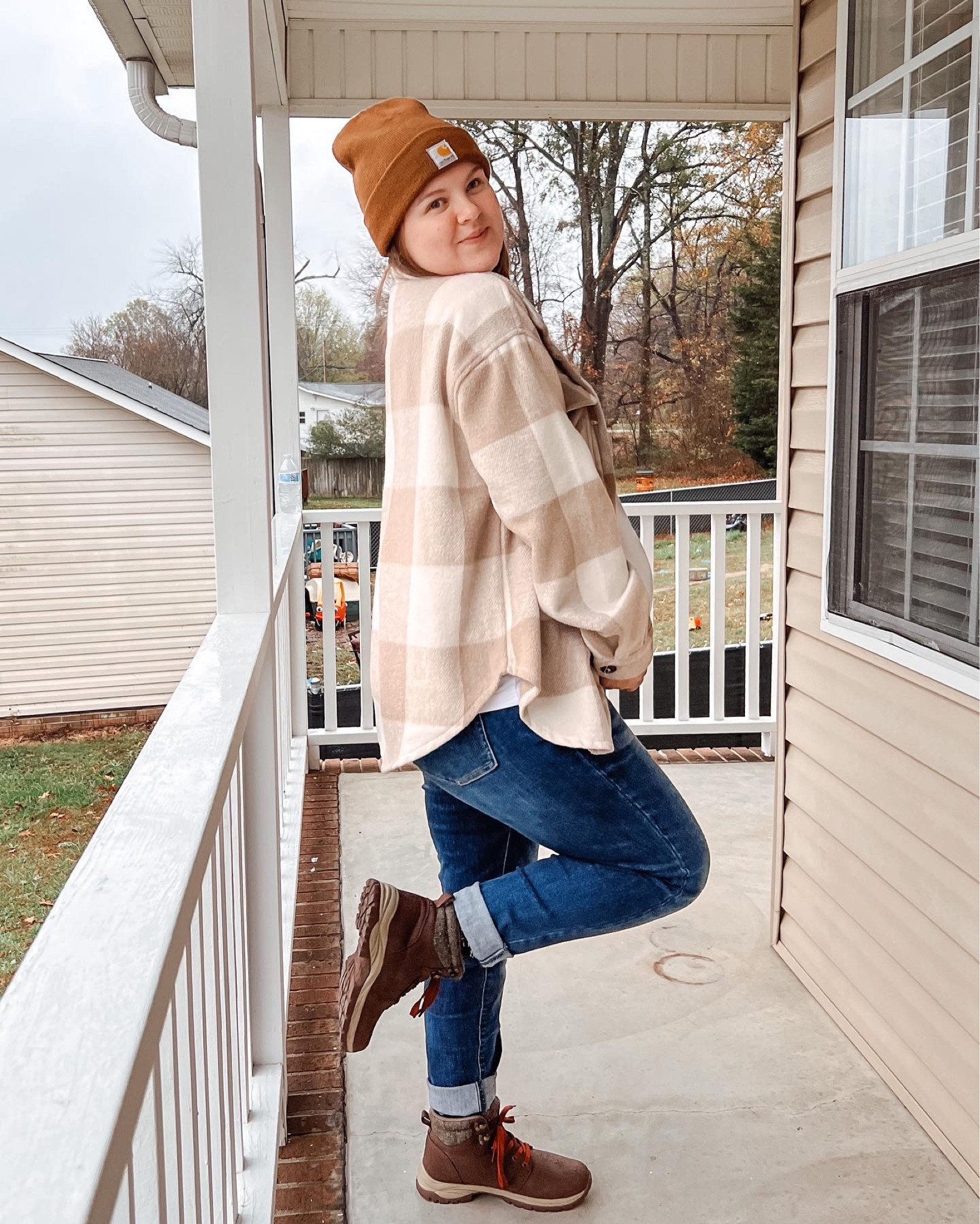 Jeans: 31
Shacket: medium

Pinkblush maternity, bump outfits, dressing the bump, maternity jeans, shacket, plaid, carhartt, beanie, hiking boots, fall, winter, thanksgiving, Christmas, outfit inspo, casual style, fashion

#LTKstyletip #LTKSeasonal #LTKbump