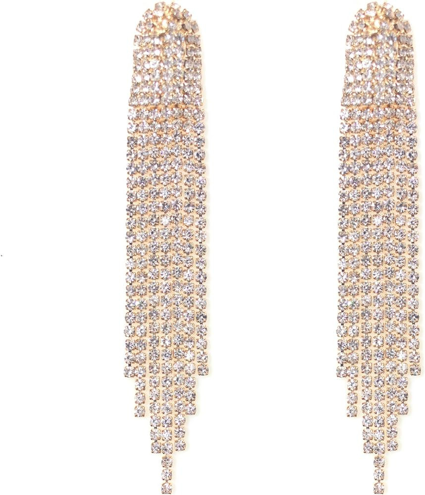 Chandelier Rhinestone Earrings for women,Long Earrings Dangle Dangling Bling Earring Crystal Rhin... | Amazon (US)