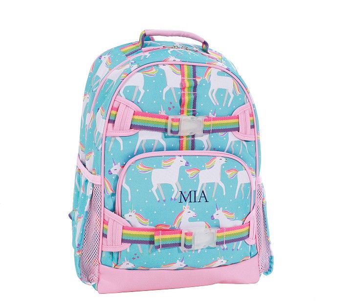 Mackenzie Aqua Unicorn Parade Backpacks | Pottery Barn Kids