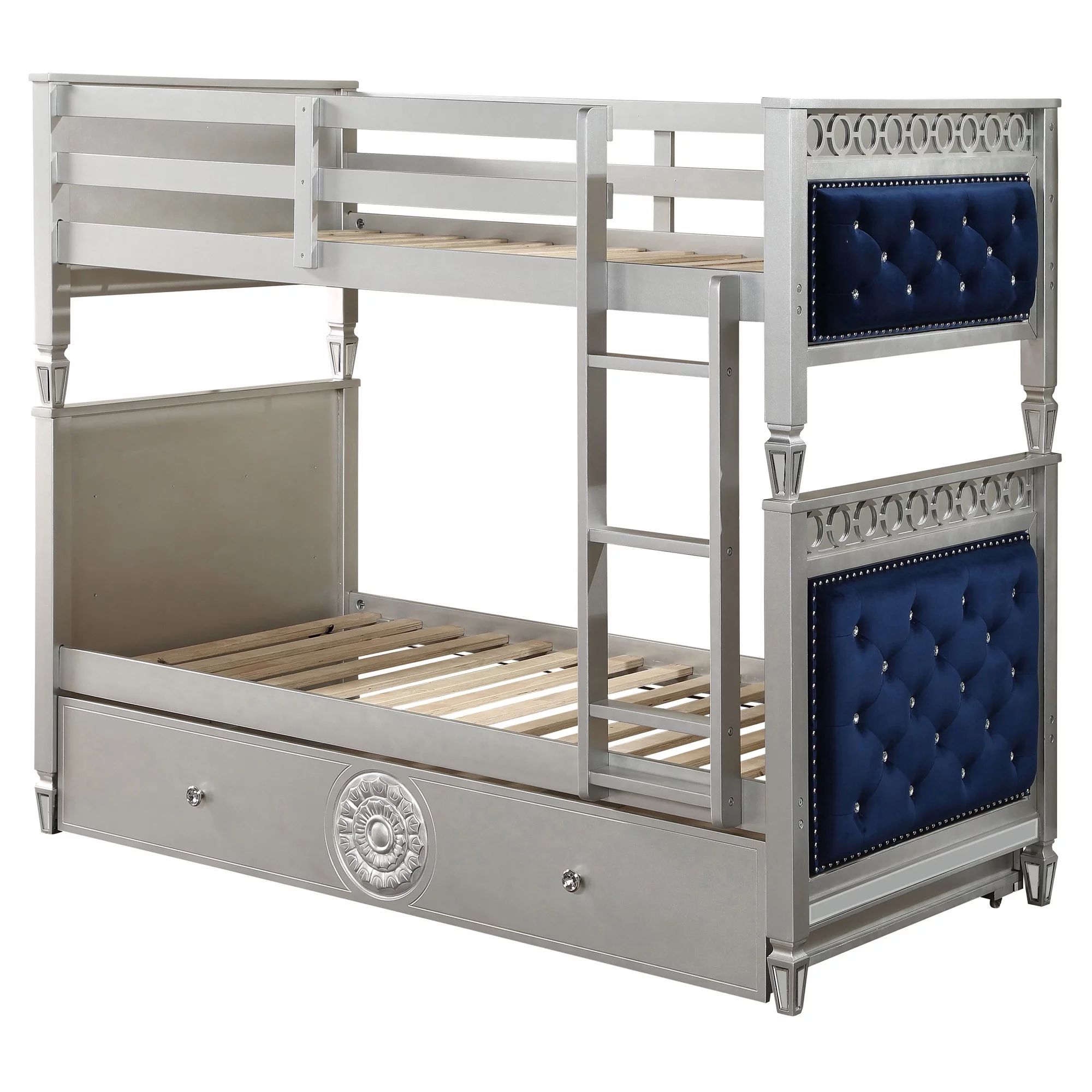 ACME Varian Twin over Twin Bunk Bed in Silver and Blue | Walmart (US)