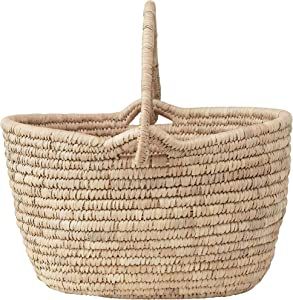 Creative Co-Op Hand-Woven Grass and Date Leaf Handle Baskets, Natural | Amazon (US)