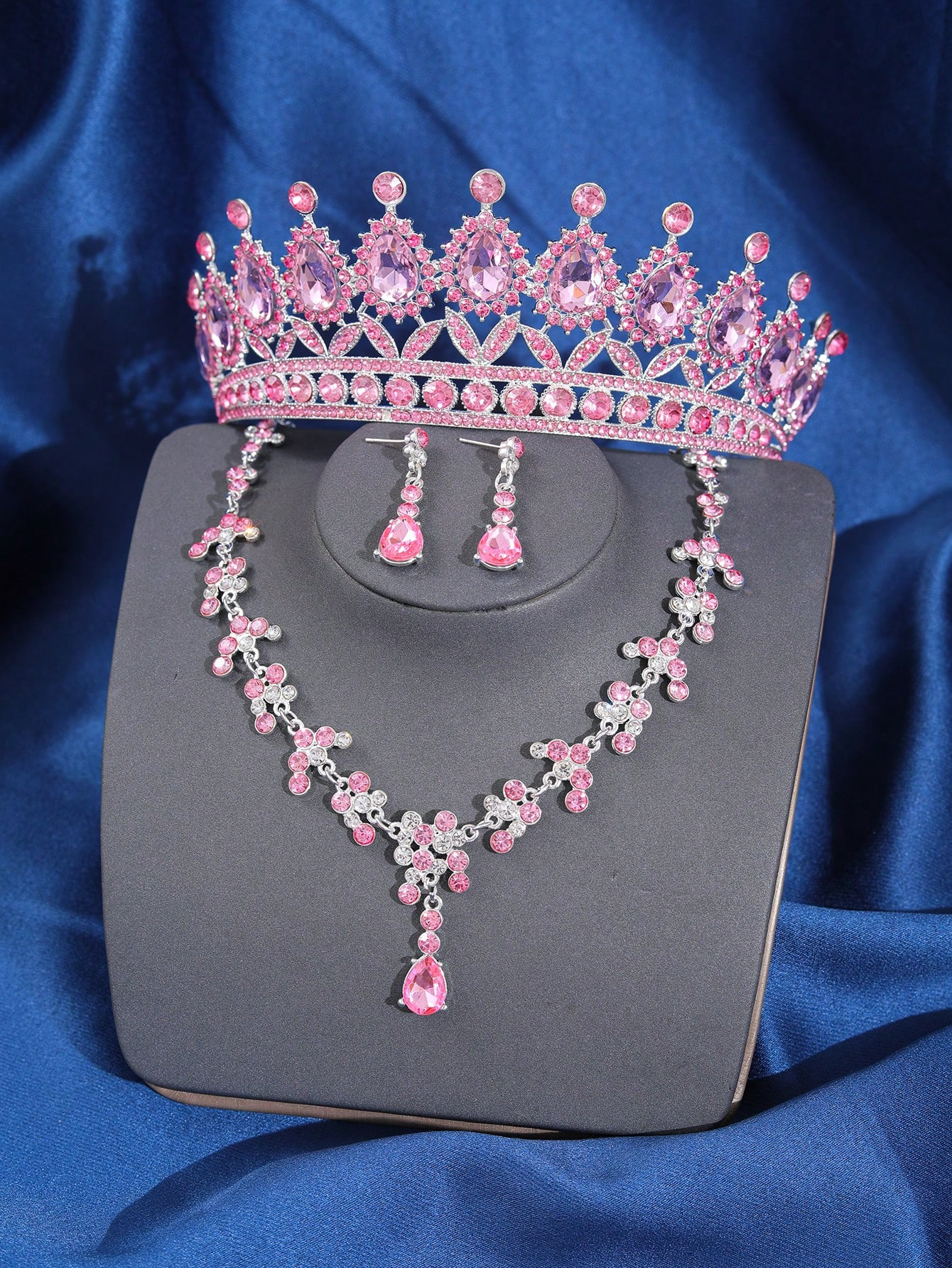 Elegant Rhinestone Queen Crown Bridal Headband & Jewelry Set For Women/Girls, Suitable For Partie... | SHEIN