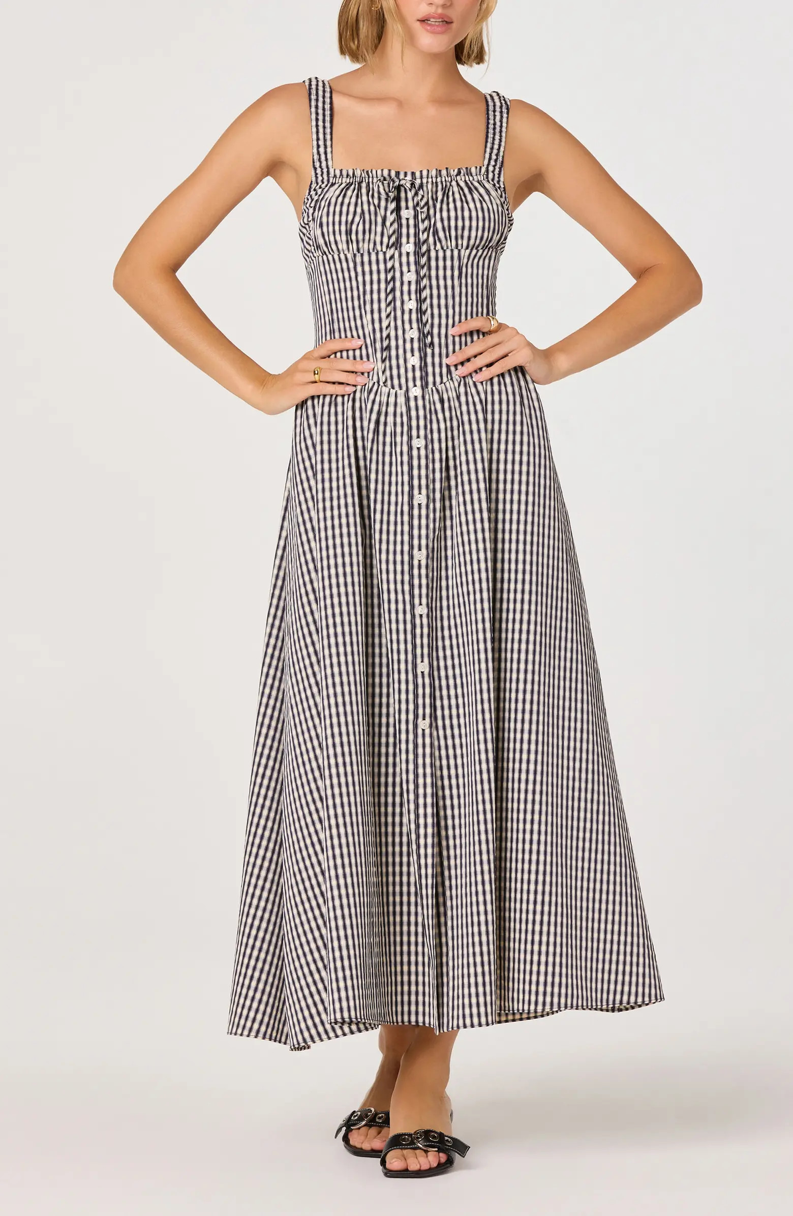 Temperance Gingham Corset Midi Dress | Nordstrom