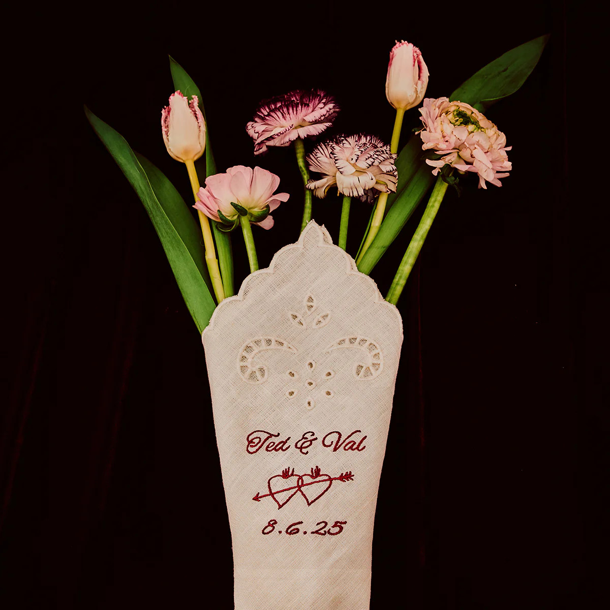 Handwritten Broderie Linen Napkin | Personalised Gifts | Not Another Bill | Not Another Bill