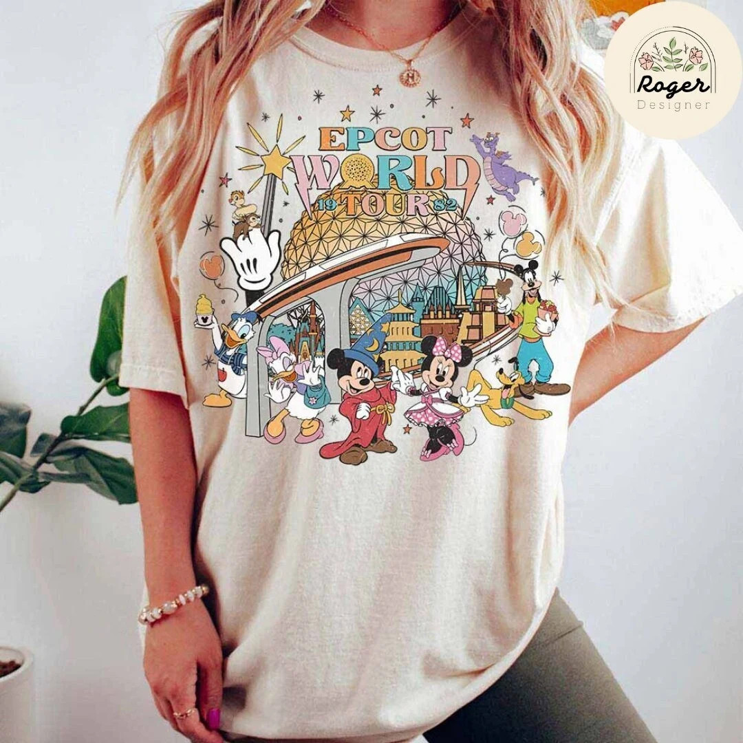 Vintage Mickey and Friends Disney Epcot Shirt, Disney Epcot World Tour 1982, WDW Disneyland Famil... | Etsy (US)