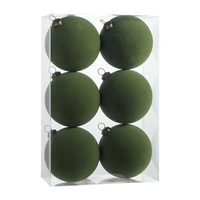 6 Pcs Velvet Christmas Ball Ornaments 3.15 Inches Flocked Christmas Tree Hanging Party Decor | Walmart (US)