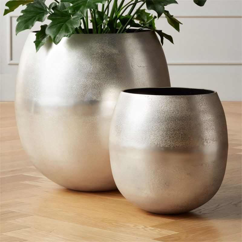 Rough Cast Pitted Platinum Planters | CB2 | CB2