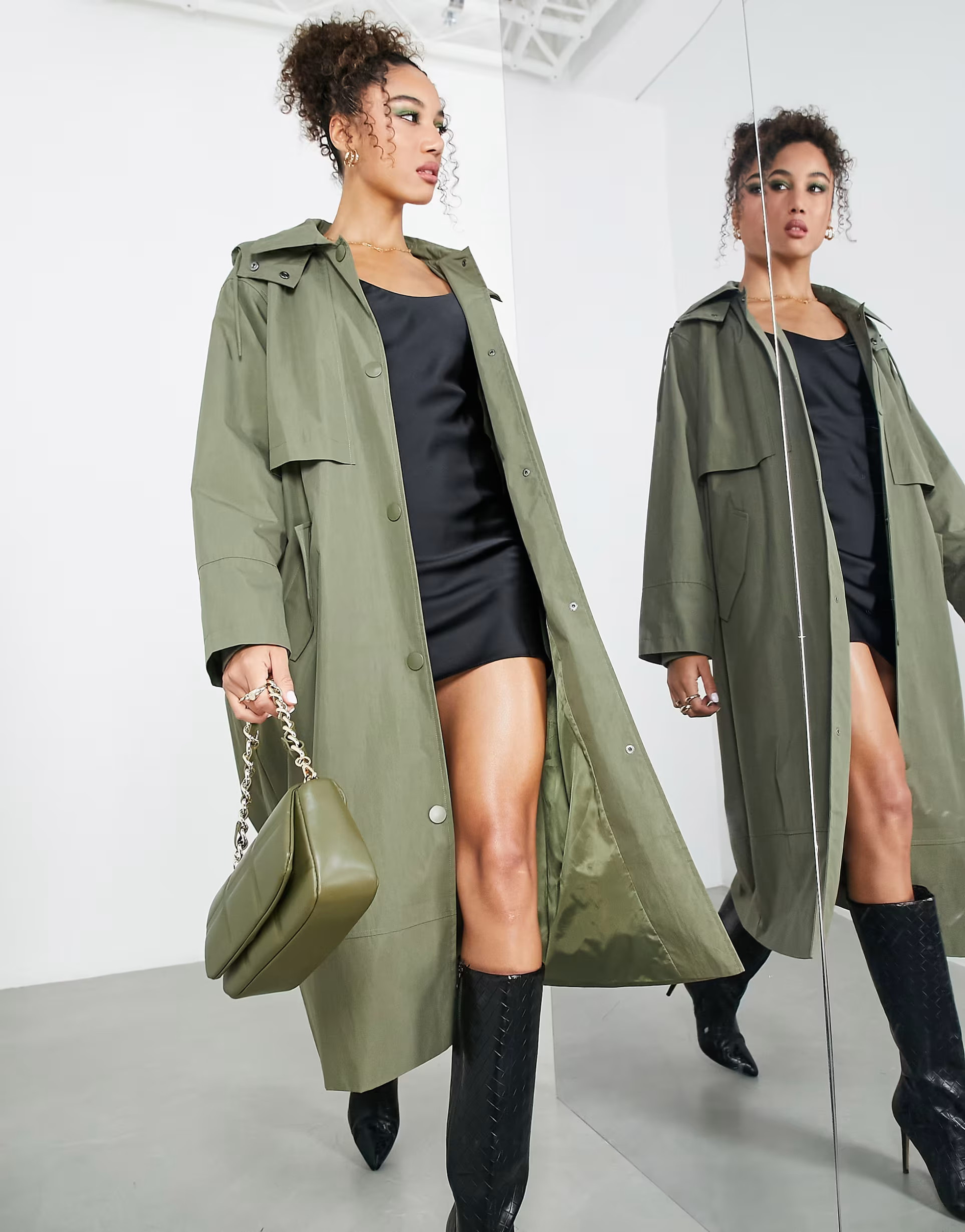 ASOS EDITION hooded trench coat in khaki | ASOS (Global)