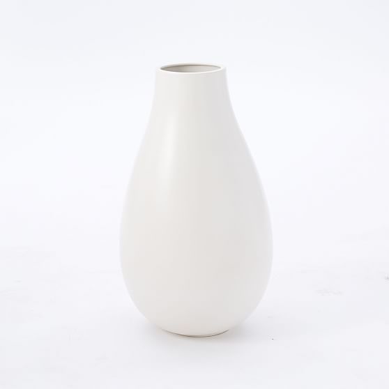 Pure White Ceramic Vase, Oversized Raindrop | West Elm (US)