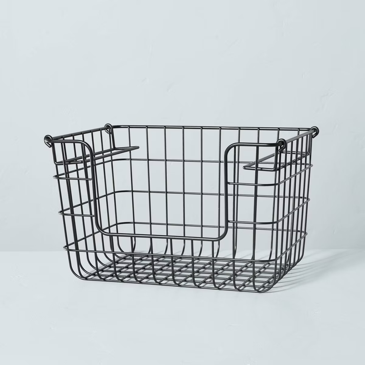 Large Stacking Wire Storage Basket Matte Black - Hearth & Hand™ with Magnolia: Steel Constructi... | Target