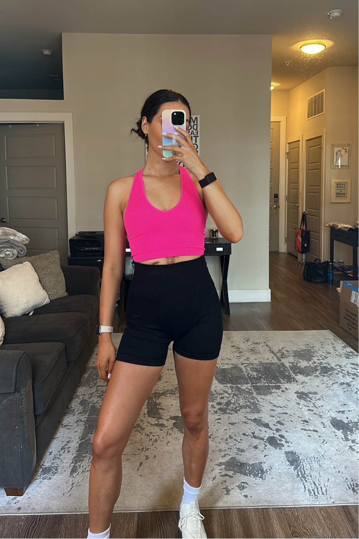 Free People tank size M 
hot pink tank 
workout tank 

OQQ shorts size M 
workout shorts
black shorts 

#LTKfit #LTKFind #LTKshoecrush