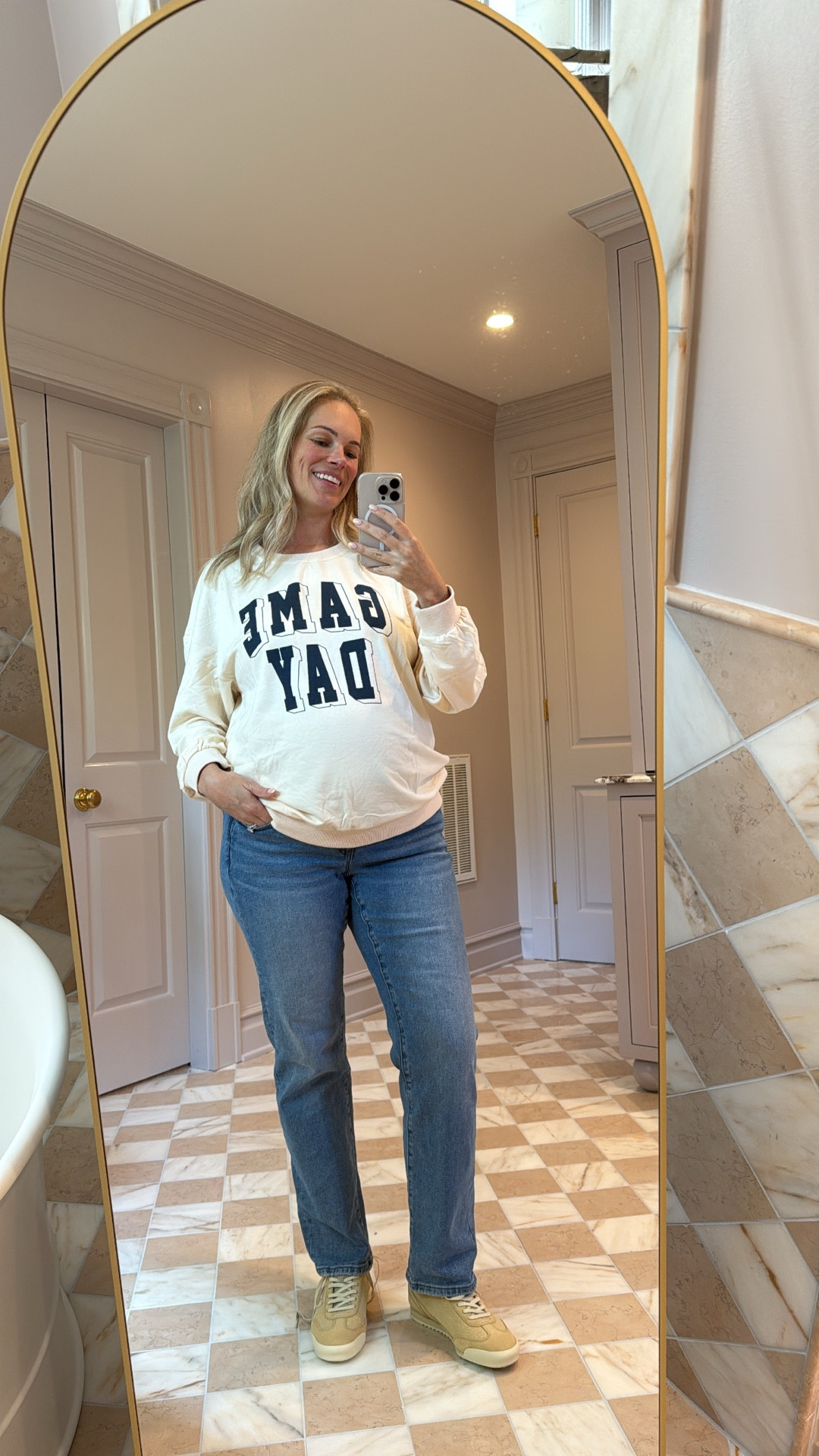 It’s almost game day szn! I am in love with this long sleeved tee (wearing a Large) and it’s the perfect weight for fall transition at the stadium! It’s under $25 and comes in a lot of different colors so you can celebrate your team 🎉  game day outfit, football season outfit, tailgate outfitt

#LTKBump #LTKFindsUnder50 #LTKSeasonal