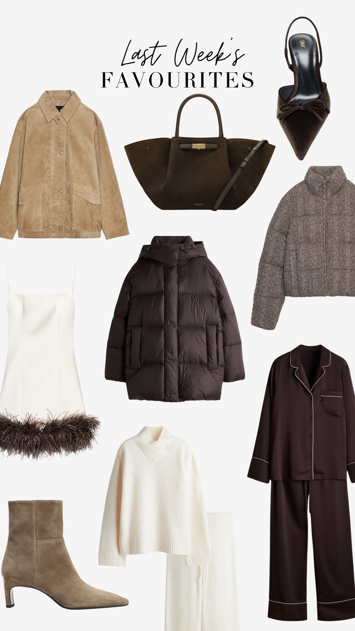 Last week’s favourites😍

Tags: suede jacket, brown tote bag, brown heels, brown puffer jacket, beige puffer jacket, cream mini dress, brown fur dress, brown pyjamas, cream turtleneck set

#LTKuk #LTKwinter #LTKeurope