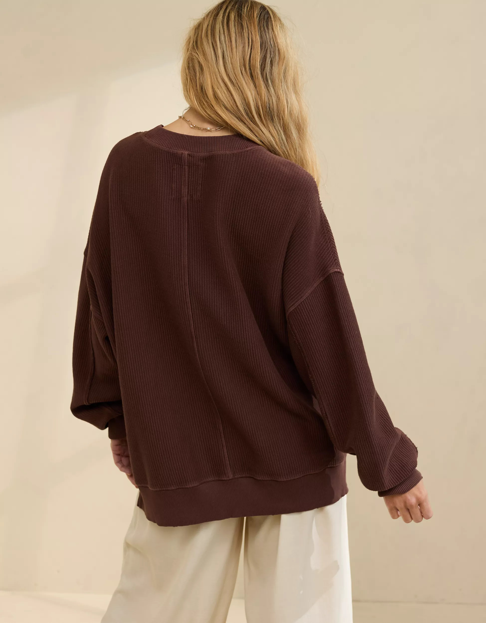 Aerie Big Chill Textured Crew Sweatshirt | Aerie