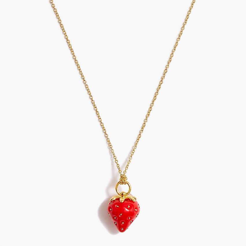 Enamel strawberry pendant necklace | J.Crew Factory