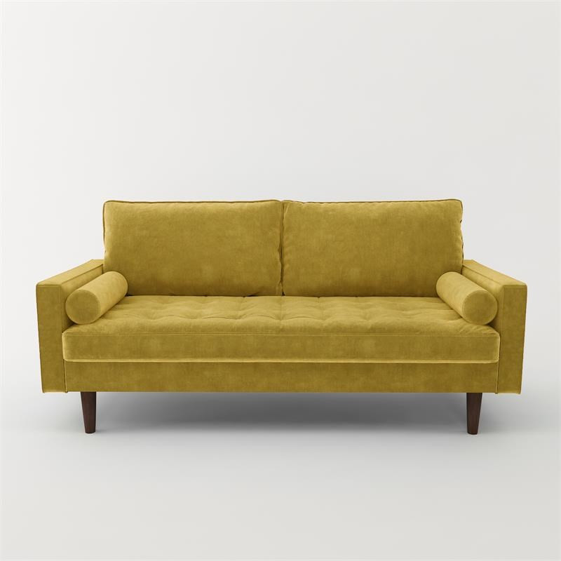 Kingway Furniture Velvet Genoa Living Room Sofa In Goldenrod | Homesquare