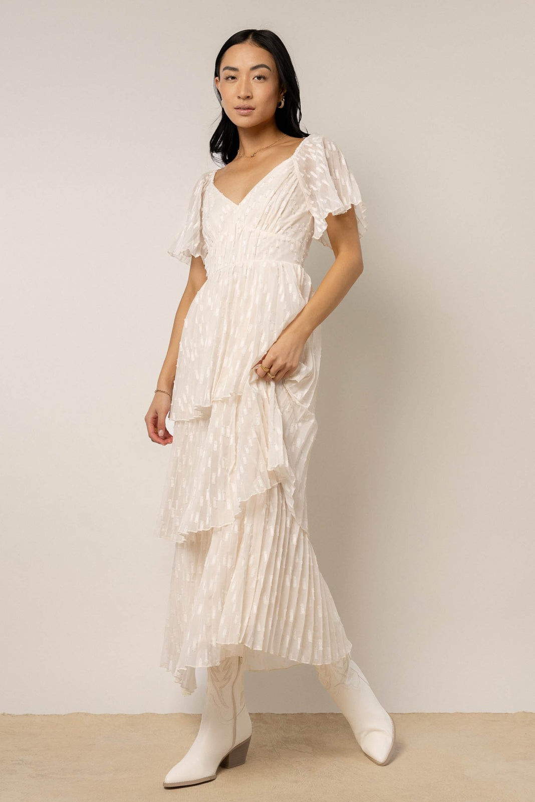 Hallie Midi Dress in Cream - böhme | Böhme US