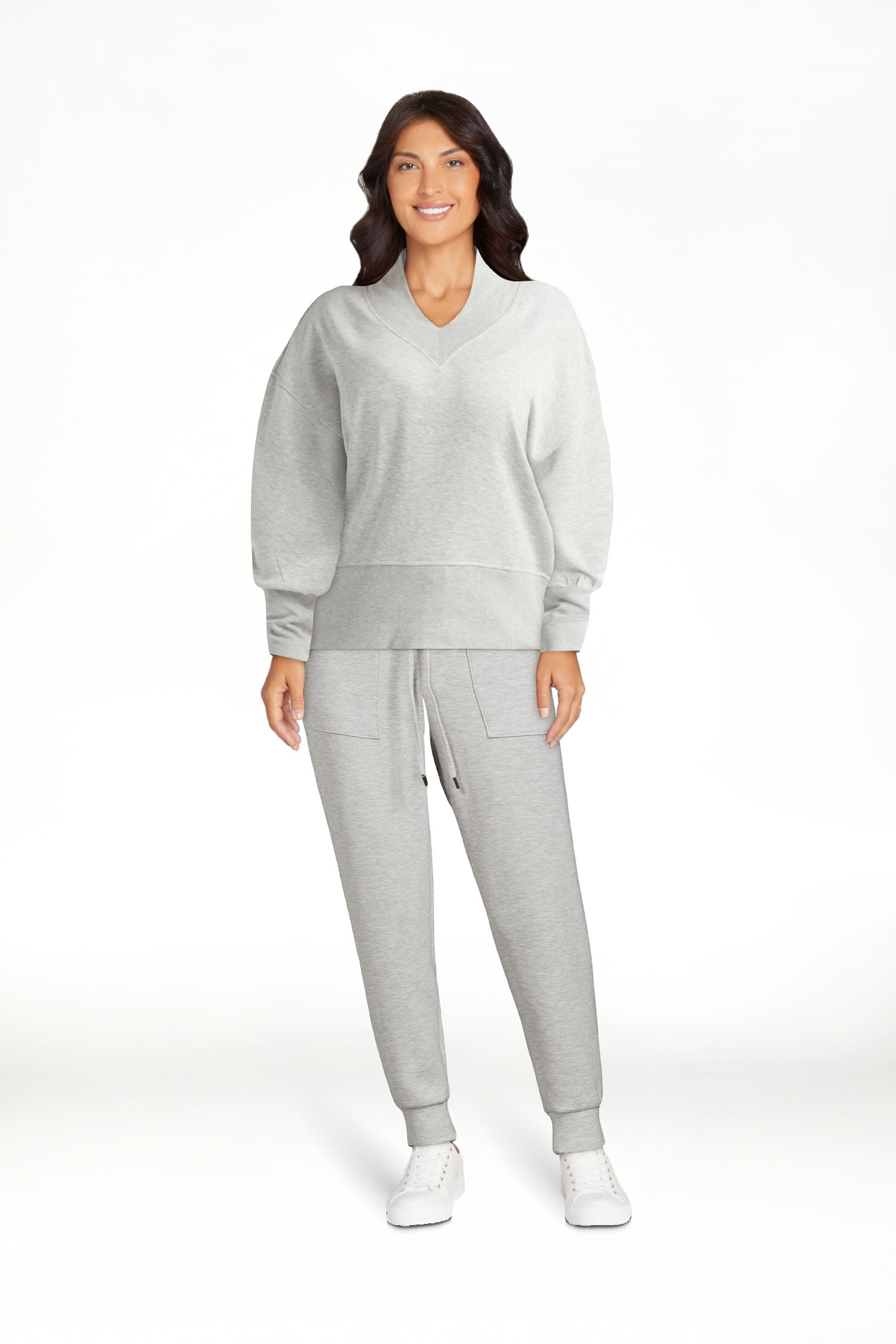 Scoop Women's and Women's Plus Ultimate Scubaknit V Neck Sweatshirt, Sizes XS-4X | Walmart (US)
