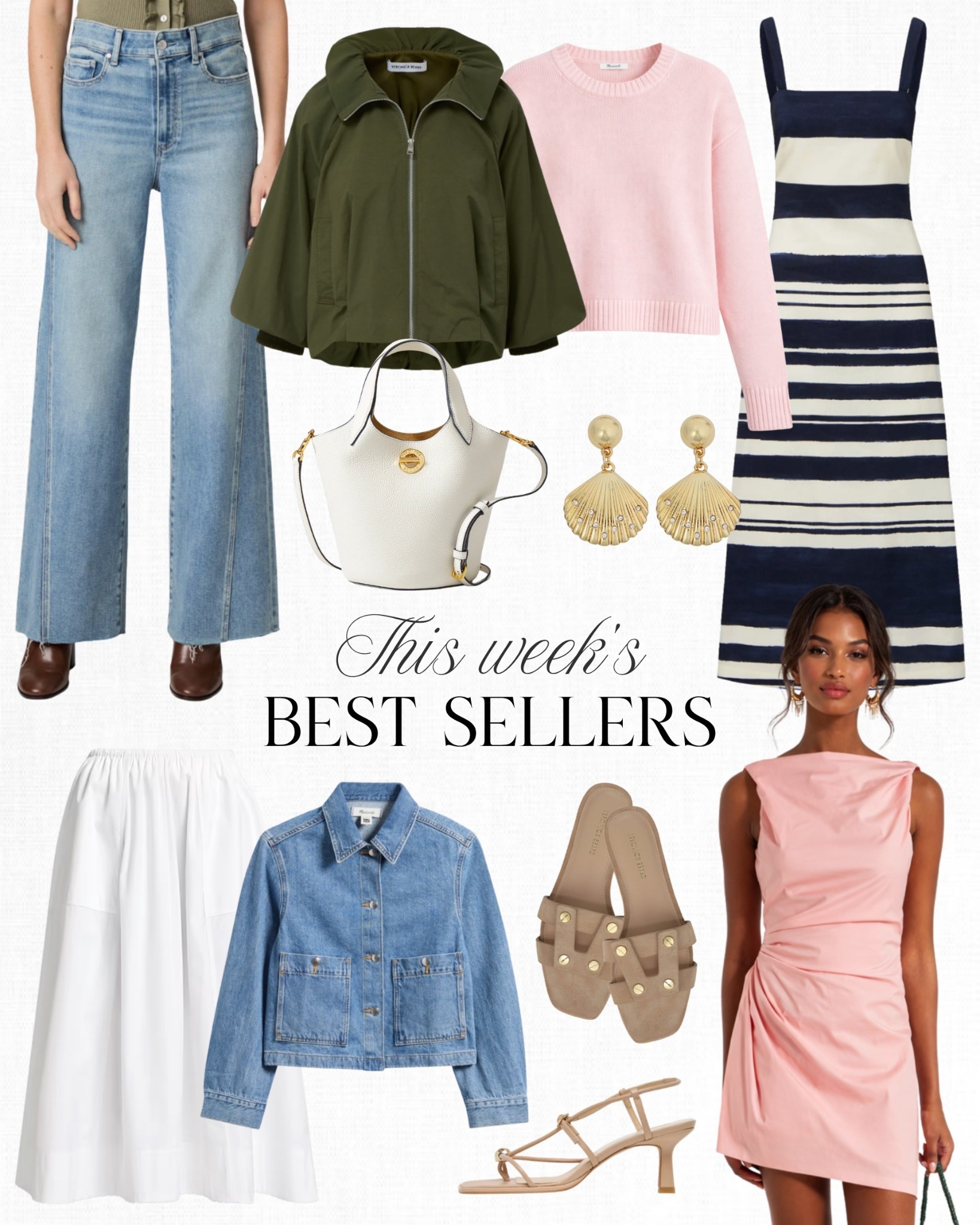 Midi skirts in the spring are so chic and this new one from Vince is currently on sale! Shades of pink are everywhere like this dress from Staud that I own and love or this new Madewell sweater. I keep seeing new denim styles featuring these twisted outseams like this pair from Paige or these Mother jeans that I just picked up in ecru -- So cool!

#LTKdayinmylife #LTKootd #LTKSaleAlert