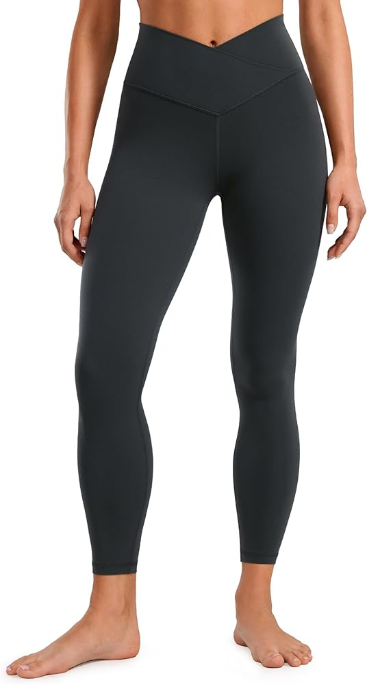 CRZ YOGA Womens Butterluxe Cross Waist Workout Leggings 25" - V Crossover High Waisted Gym Yoga L... | Amazon (US)