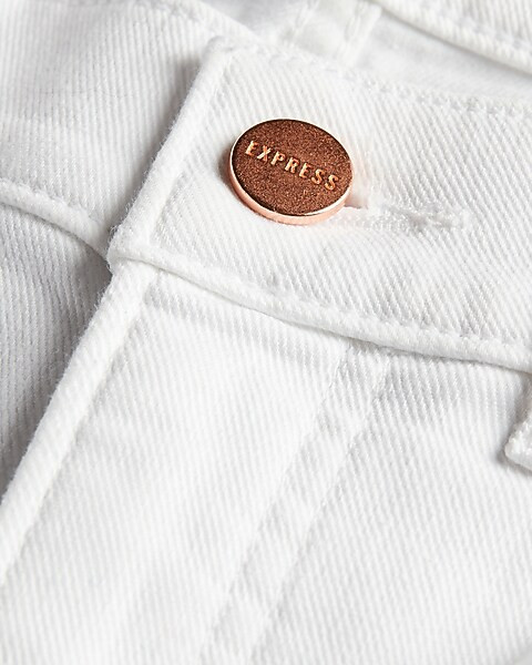 High Waisted White Ripped Straight Ankle Jeans | Express