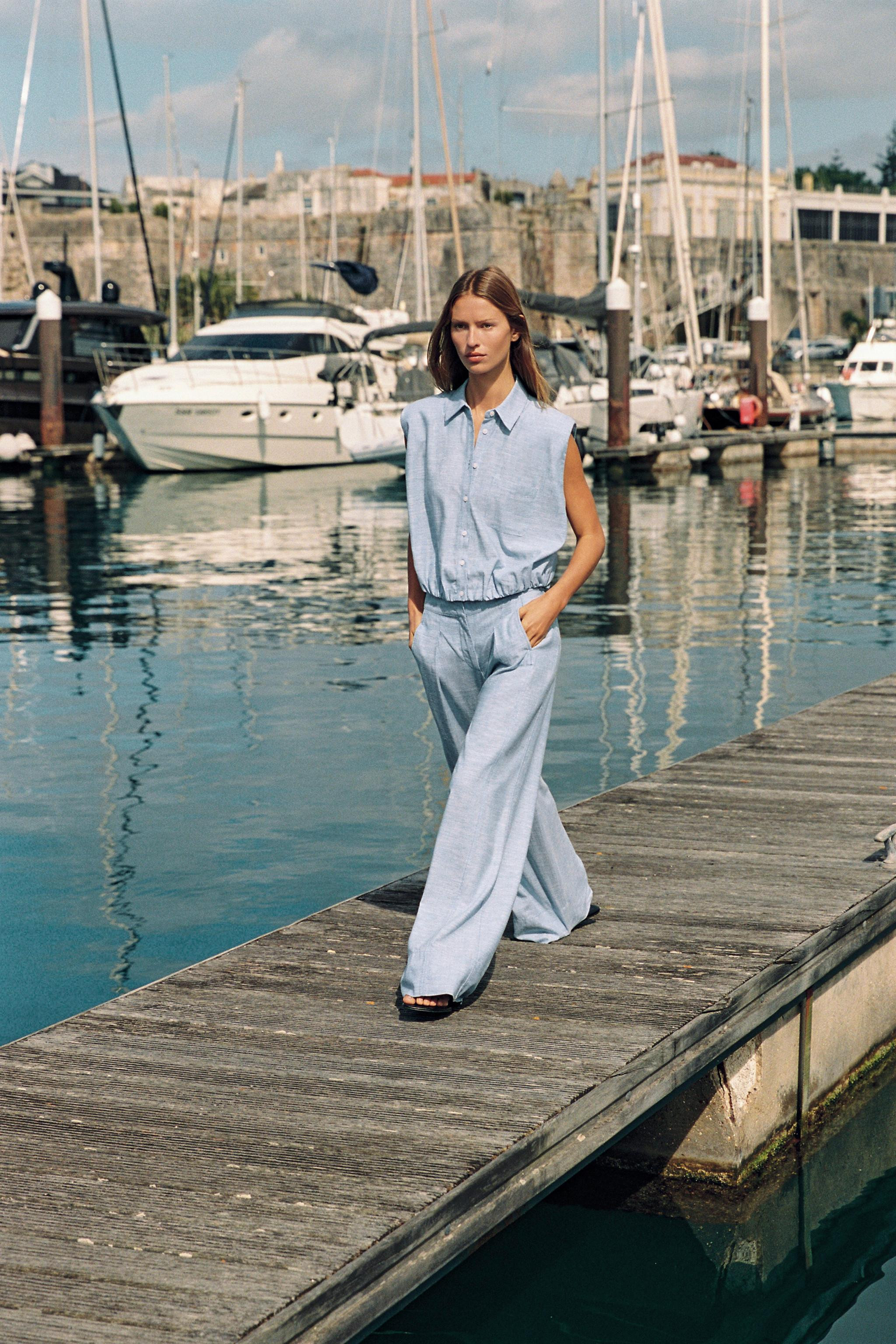 PANTAL\u00d3N ANCHO CON LINO | Zara US