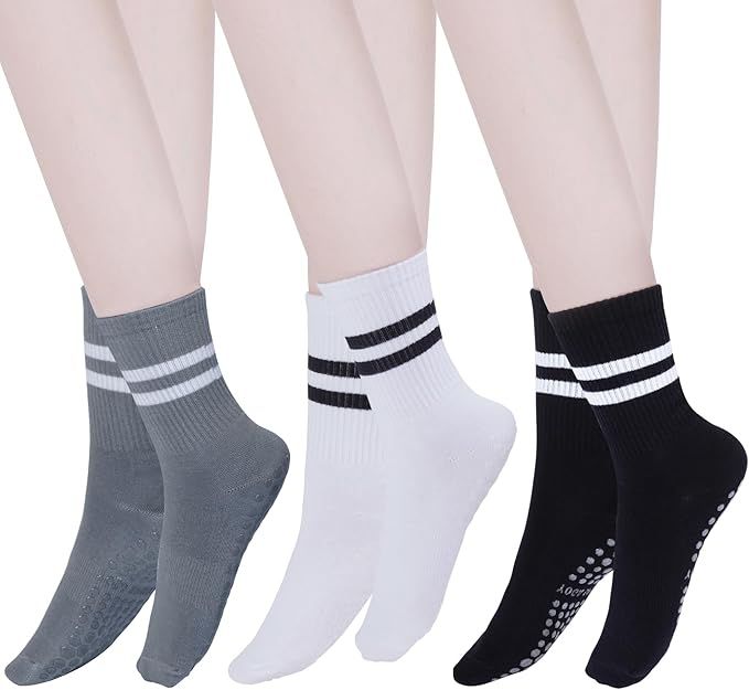 3 Pair Grip Socks Pilates Yoga Socks with Grips, Women Non Slip Socks Anti Skid Socks for Barre B... | Amazon (US)