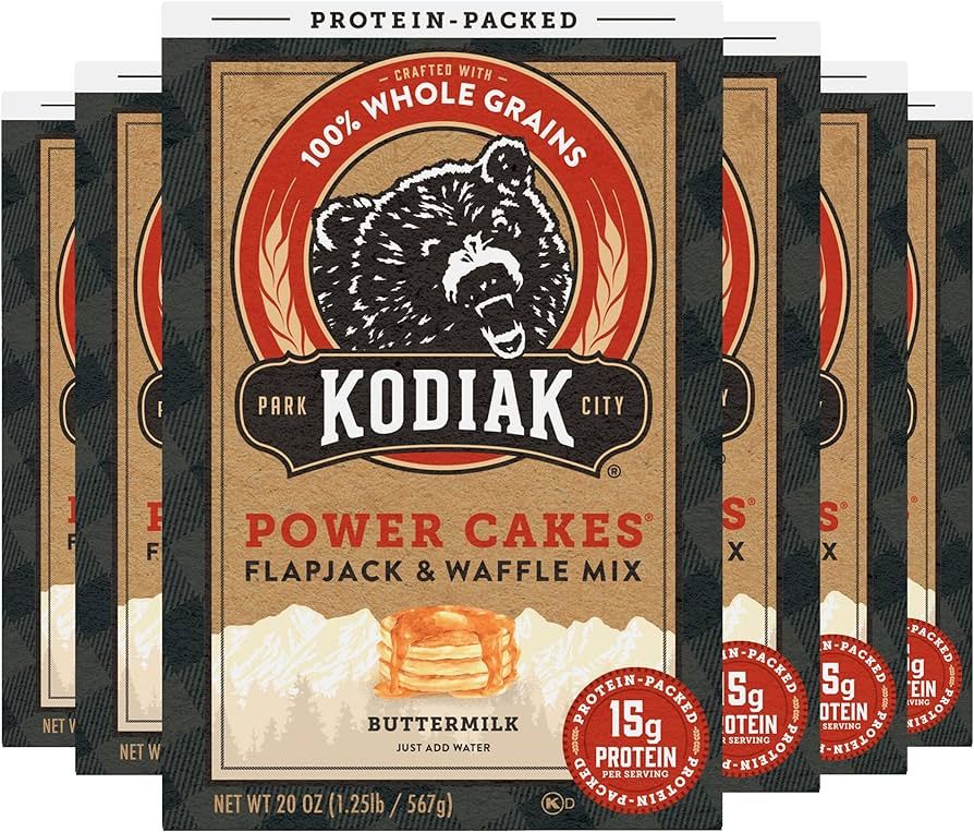 Kodiak Cakes Protein Pancake Power Cakes, Flapjack and Waffle Baking Mix, Buttermilk, 20 Oz, (Pac... | Amazon (US)