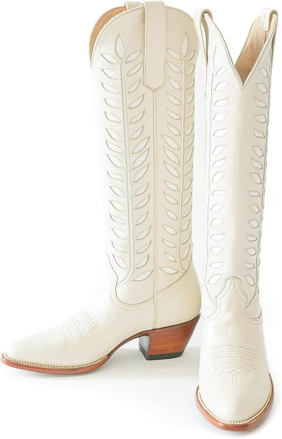 Yishaweiqi Embroidered Cowboy Boots for Women Almond Round Toe Chunky Heel Cowgirl Boots Pull On ... | Amazon (US)