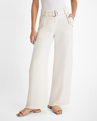 High Waisted Belted Wide Leg Cargo Pant | Express