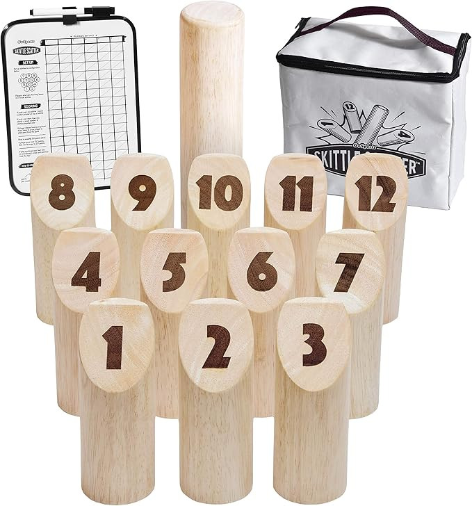 GoSports Skittle Scatter Numbered Block Toss Game with Scoreboard and Tote Bag | Amazon (US)