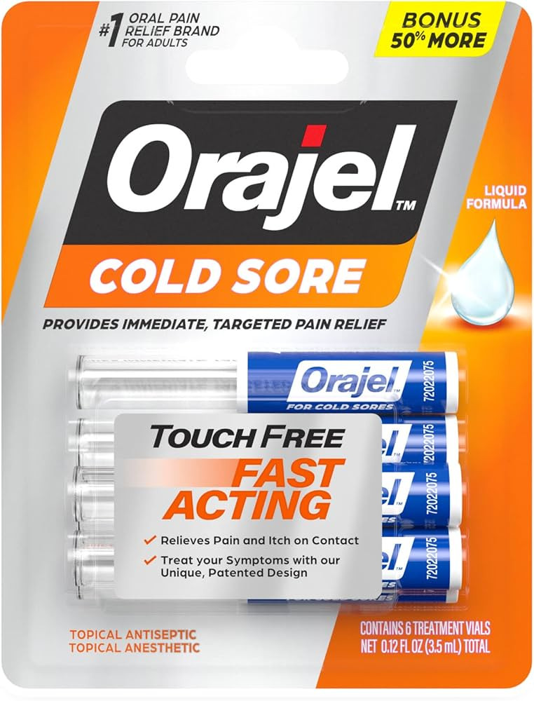 Orajel Touch Free Cold Sore Treatment .12oz, Liquid Formula, Provides Immediate & Targeted Pain R... | Amazon (US)