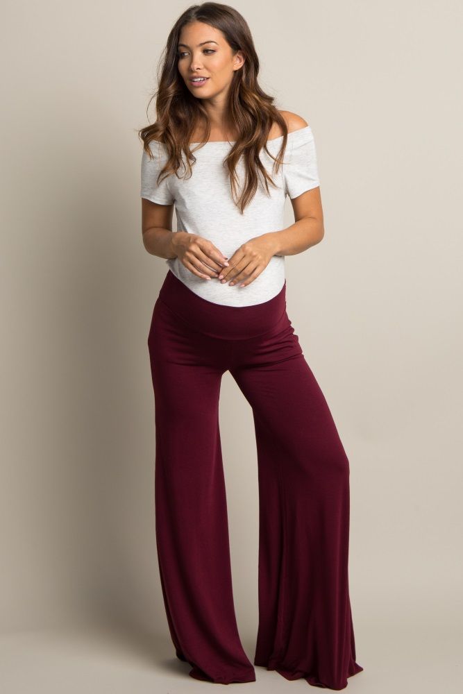 Burgundy Wide Leg Maternity Lounge Pants | PinkBlush Maternity