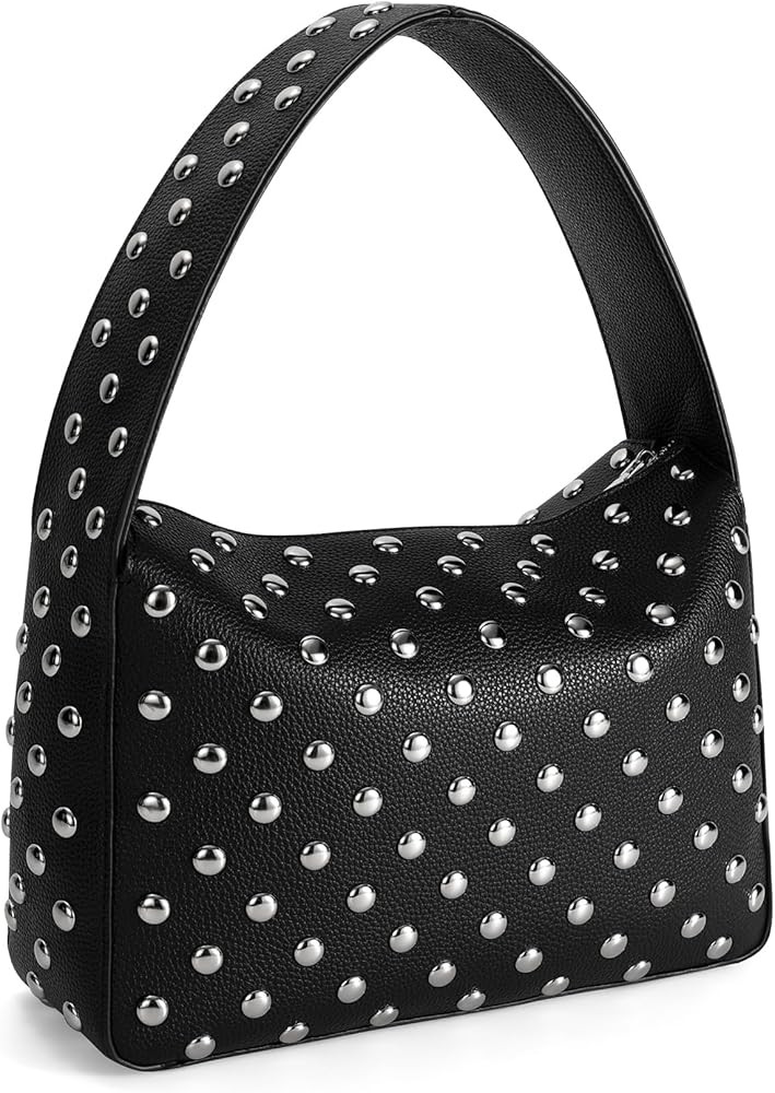 JASGOOD Studded Purse Black Shoulder Bag Vegan Leather Designer Punk Handbags | Amazon (US)