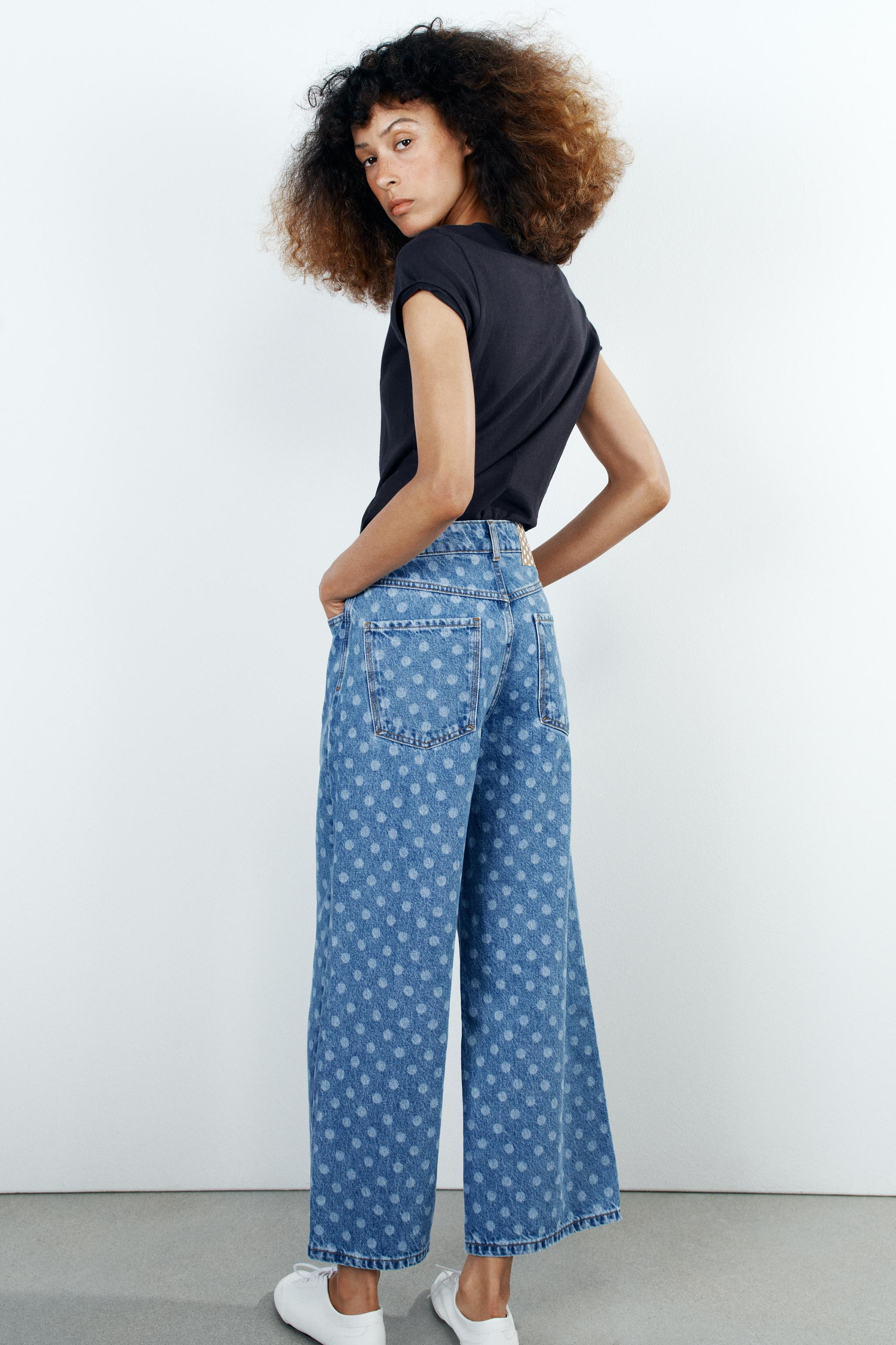 JEANS Z1975 CULOTTE MIT HOHEM BUND UND PUNKTE-MUSTER | Zara DE