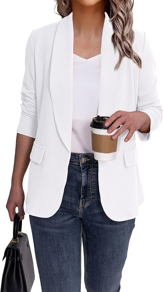 Ahlaray Women's Blazer Business Casual Lapel Collar Long Sleeve Open Front Work Office Suit Jacke... | Amazon (US)