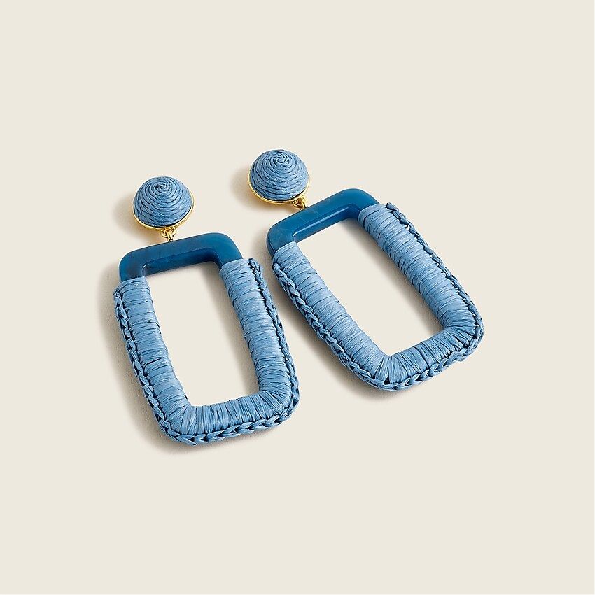 Rectangle cotton raffia-wrapped earrings | J.Crew US