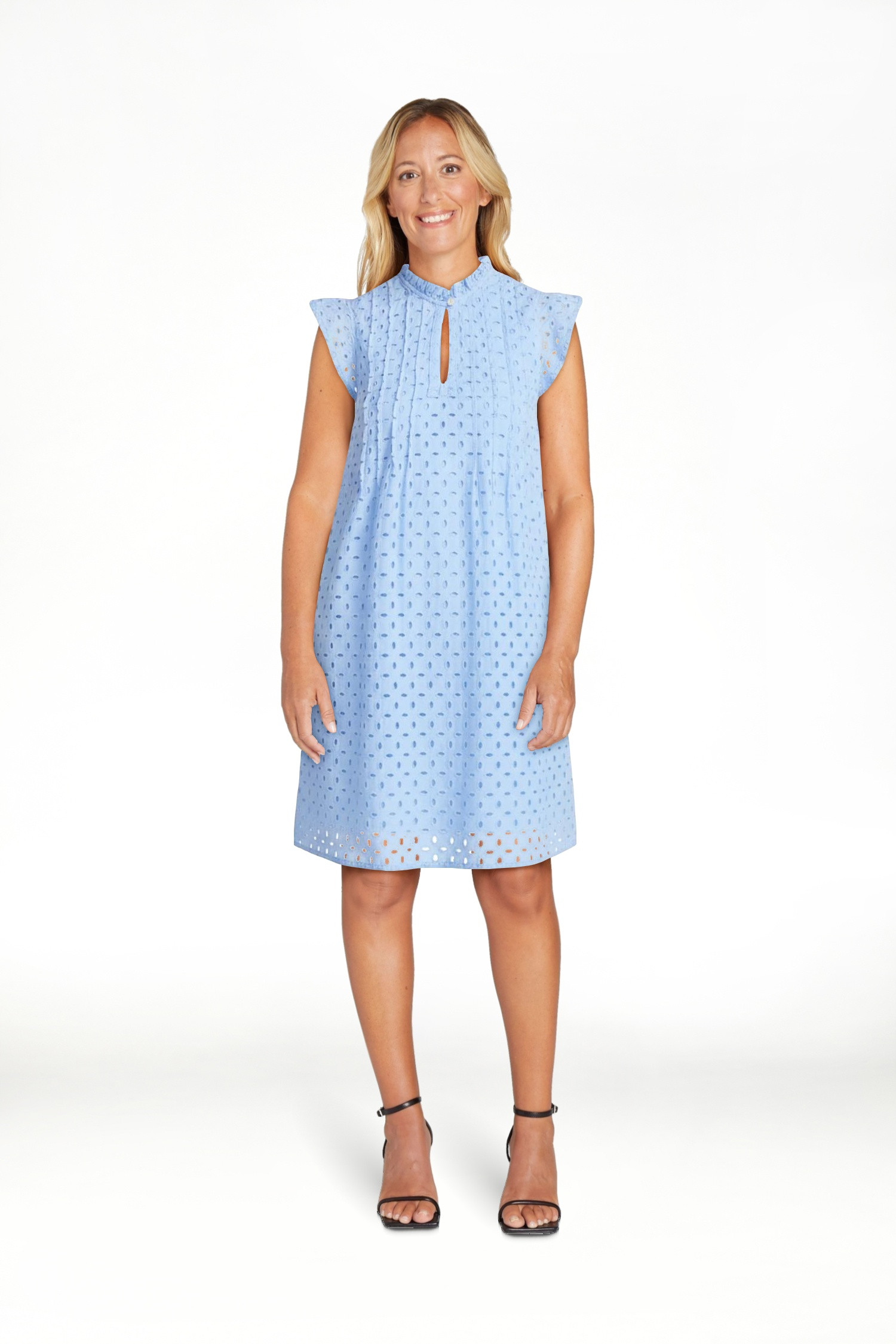 Time and Tru Women's Cotton Eyelet Mini Dress with Flutter Sleeves, Sizes XS-XXXL | Walmart (US)