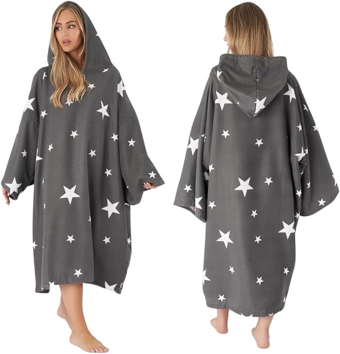 Dreamscene Star Poncho Towel Adult Hooded Oversized Bath Beach Surf Absorbent Microfiber Quick Dr... | Amazon (US)