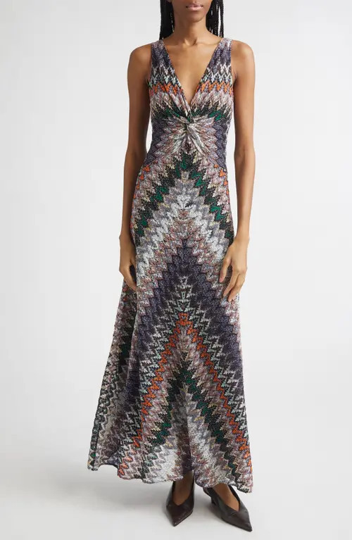 Missoni Metallic Zigzag Raschel Knit Dress in Grey/Black Multi at Nordstrom, Size 4 Us | Nordstrom