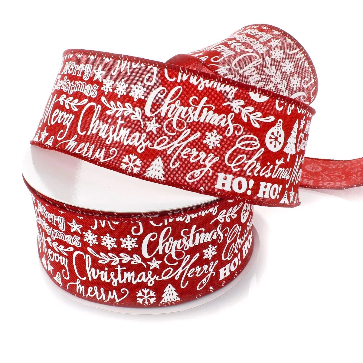 Ribbon Traditions Merry Christmas Text Clip Art Wired Ribbon  2 1/2" by 25 Yards - Red | Walmart (US)