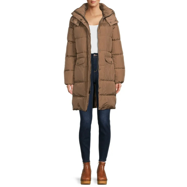 BCBG Paris Women's Long Puffer Coat with Hood - Walmart.com | Walmart (US)