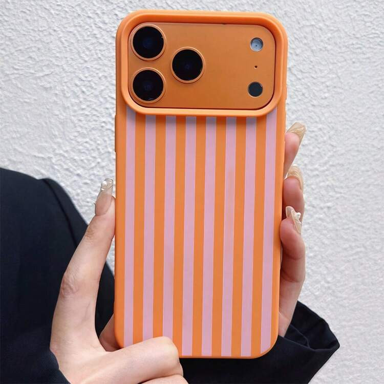 Phone Case - Dopamine Color-Blocking Striped Sliding Cover Phone Case, Creative Lens Full Protect... | SHEIN