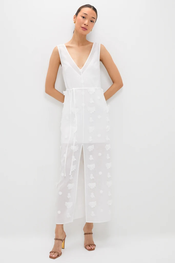Off White Aria Embroidery Midi Dress | Tuckernuck (US)
