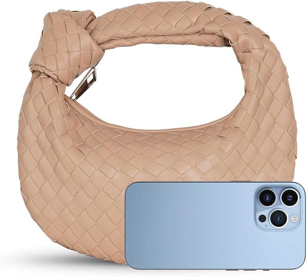 JBB Woven Handbag Bag for Women Leather Shoulder Bags Knotted Purse Soft Mini Hobo Clutch | Amazon (US)