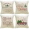 Meekio Christmas Decorations for Home Set of 4 Christmas Pillow Covers 18 x 18 inch Christmas Tru... | Amazon (US)