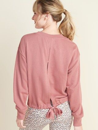 Loose French-Terry Tie-Back Sweatshirt for Women | Old Navy (CA)